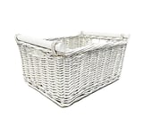 Kitchen Log Fireplace Wicker Storage Basket With Handles Xmas Empty Hamper Basket White,Extra Large 51 x 41 x 22 cm
