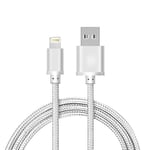 ISOUL 2Amp Nylon Braided Fast Charge USB Data Sync Lead & Charging Cable for Apple iPhone 7 Plus 6S 6 Plus SE 5S 5C 5, iPad 2 3 4 Mini, iPad Pro Air 2, iPod - 1m/2m/3m/10cm Black & Silver