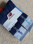 5 x  40-47 6-12.5  NEW BALANCE Navy Grey White CREW Cushioned SPORTS SOCKS Shf33