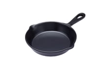 KitchenCraft Mini Cast Iron-Look Melamine Serving Dish with Handle, 17.5 cm - Round Frying Pan Style