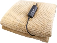 Waffle Soft Fleece Heated Electric Throw Over Blanket Honeycomb Overblanket with Timer and 10 Heat Settings (Mink Beige)