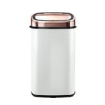 Kitchen Bin with Sensor Lid Automatic Soft Close 58 Litres White and Rose Gold