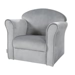 roba Fauteuil Club en Velours pour Enfant "Lil Sofa" - Chaise avec Accoudoirs Confortable - Gris