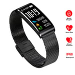ZZJ Fitness Bracelet Tracker, Women IP68 GPS Band Sport Pedometer Bracelet Watch Blood Pressure Smart Wristband for Apple Android,Black