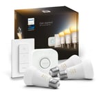 Philips - Hue White Ambiance, Kit de démarrage E27 x 3, Pont et télécommande, compatible Bluetooth