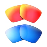 Walleva Fire Red + Ice Blue Polarized Lenses For Maui Jim Cruzem Sunglasses