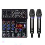 DJ-konsolmixer ljudkort med Bluetooth 4-kanals Uhf trådlös mikrofon för studioinspelning DJ Karaoke