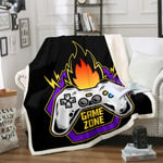 Loussiesd Gaming Zone Sherpa Blanket Kids Boys Games Gamer Fleece Throw Blanket Cartoon Video Game Gamepad Printed Plush Blanket Game Controller Fuzzy Blanket for Sofa Bed Couch Double 60x79 Inch