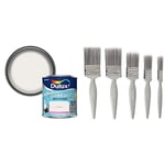 Dulux 500001 Easycare Bathroom Soft Sheen Emulsion Paint For Walls And Ceilings - Pure Brilliant White 1L and Harris Essentials Walls & Ceilings Paint Brush Set | Pack of 5 | 0.5", 1", 1.5", 2"