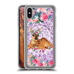 Head Case Designs Official Monika Strigel Fawn Lace Flower Friends 2 Purple Clear Hybrid Liquid Glitter Compatible for Apple iPhone XS Max