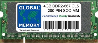 4GB DDR2 667MHz PC2-5300 200-PIN SODIMM MEMORY RAM FOR INTEL MACBOOK (LATE 2007 - EARLY 2008) AND MACBOOK PRO (MID/LATE 2007 - EARLY/LATE 2008 - EARLY 2009)