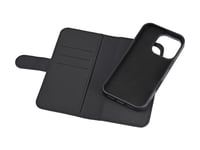 Deltaco - Vikbart Fodral För Mobiltelefon - 2-I-1, Magnetisk - Magsafe-Kompatibilitet - Konstläder, Pu-Läder (Termoplastisk Polyuretan + Polykarbonat) - Svart - För Apple Iphone 16 Pro