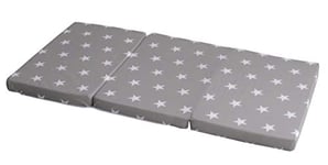 roba Matelas Bébé de Voyage Pliant Little Stars - 60 x 120 cm + Sac de Transport - Housse Amovible - Mousse Ferme et Confortable - Épaisseur 5,5 cm - Gris Étoilé