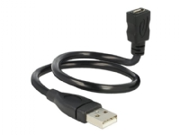 Delock ShapeCable - USB-förlängningskabel - mikro-USB typ B (hona) till USB (hane) - USB 2.0 - 35 cm - svart