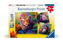 Ravensburger - Puzzle pour enfants - 3x49 pièces - Les bébés de la jungle - Dès 5 ans - Puzzle de qualité supérieure - 3 posters inclus - Animaux sauvages - 05735