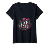 Womens Like a Boss Sunglasses for Man and Woman V-Neck T-Shirt