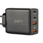 Swit UC-2120U - 120W 2xUSB-C and 2xUSB-A Simultaneous PD-compatible GaN Charger UK plug