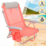 Aktive Beach Multi Position Folding Beach Chair With Cushion Orange