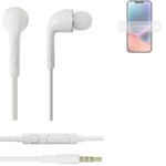 Headphones for Apple iPhone 14 Plus headset in ear plug white