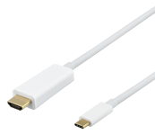 DELTACO – USB-C / HDMI -kaapeli, 4K UHD, kullattu, 1 m, valkoinen (140020)