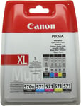 Canon Multipack Ink Cartridges PGI-570XLBK, CLI-571BK CLI-571C CLI-571M CLI-571Y