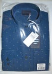 Perry Ellis America Cotton Classic Blue Printed Long Sleeve Shirt Large     G12