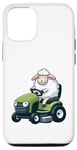iPhone 14 Cute Sheep Riding Lawn Mower Tractor Design Case