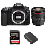 Canon EOS 90D + EF 24-70mm f/4L IS USM + SanDisk 256GB Extreme PRO UHS-I SDXC 170 MB/s + LP-E6N | Garantie 2 ans