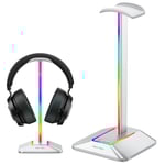 Hörlursstativ, Rgb Vitt Hörlursställ Med 3 Portars Usb Hub Gamer Headset Stativ Med Bakgrundsbelyst Surroundljud