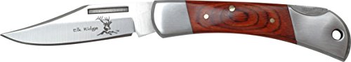 Elk Ridge Couteau de Poche Hunter Marron Manche en Bois de Pakka, Longueur cm : 8,89 fermé, elkr de 1060