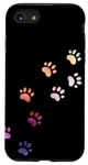 Coque pour iPhone SE (2020) / 7 / 8 Motif empreintes de pattes de chien en aquarelle abstrait arc-en-ciel