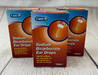 *NEW* 3 x 10ml Care + Sodium Bicarbonate Ear Drops gently softens ear wax