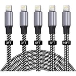 [5-pack 3/3/6/6/10FT] Snabbladdningskabel i nylonfläta för iPhone 14/13/12/11/Pro/Xs Max/X/8/7/Plus/6S/6/SE/5S Pad