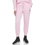 DKNY Women's Sport Metallic Stripe Logo Fleece Sweatpant, Pink Lady, S