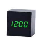 Multicolor Sounds Control Wooden Clock Modern Digital LED Desk Alarm Clock Thermometer Timer Black Green