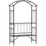 Outsunny Arche à rosiers avec Banc pour 2 Personnes, Arceau à rosiers, Arche de Jardin pour Plantes grimpantes, pour Jardin terrasse Cour, 115 x 50 x 203 cm, Noir