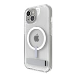 ZAGG Crystal Palace Snap iPhone 15 Clear Phone Case w/Built-in Kickstand - Drop Protection (13ft/4m), Durable Graphene, Anti-Yellowing, and Scratch-Resistant MagSafe Phone Case