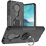 BRAND SET Case for Nokia 3.4/Nokia 5.4 with Metal Ring Holder, 2-in-1 Comprehensive Protection Ultra-thin and Durable Shockproof Tough Phone Cover for Nokia 3.4/Nokia 5.4-Black