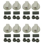 8 X Belling Oven Knob Silver Gas Hob Cooker Universal Switch Knobs + Adaptor