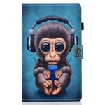 Tedtik Samsung Tab A 10.1 Inch Case PU Leather Case Folio Flip Cover Wallet Card Slot Case with Pen Holder Tablet Case For Samsung Galaxy Tab A 10.1" 2019 SM-T510 / SM-T515 / SM-T517 - Monkey