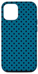 Coque pour iPhone 14 Petit motif géométrique à pois bleu turquoise et noir