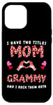 Coque pour iPhone 15 Plus J'ai deux titres, maman et Grammy, et je les aime tous les deux