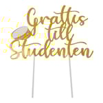 Tårtdekoration Grattis till Studenten - Caketopper Guld