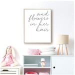 chthsx Girls Room Decoration With Grace in Her Heart and Flowers in Her Hair Quote Posters Print Nursery Wall Art Canvas Painting Decor-30x42cm No Frame