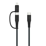 FIXED 2in1 Combo 60W USB-C/Lightning kabel 3m Svart