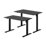 Höj- & sänkbart elskrivbord, svart stativ, svart bordsskiva, 120x80 cm