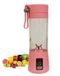 New Portable Blender Juicer Cup 4 Blades 380ml Fruit Mixing Machine with 2000mAh USB Rechargeable Battery Pink