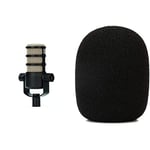 RØDE PodMic Broadcast-quality Dynamic Microphone with Integrated Swing Mount for Podcasting, Streaming, Gaming, and Voice Recording,Black & WS2 Pop Filter Wind Shield