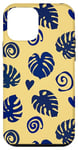 iPhone 12 mini Navy Tropical Monstera Leaves Botanical Summer Nature Cute Case