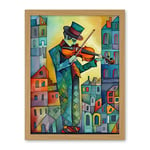 Artery8 Fiddler On The Roof Folk Art Watercolour Painting Artwork Framed Wall Art Print 18X24 Inch